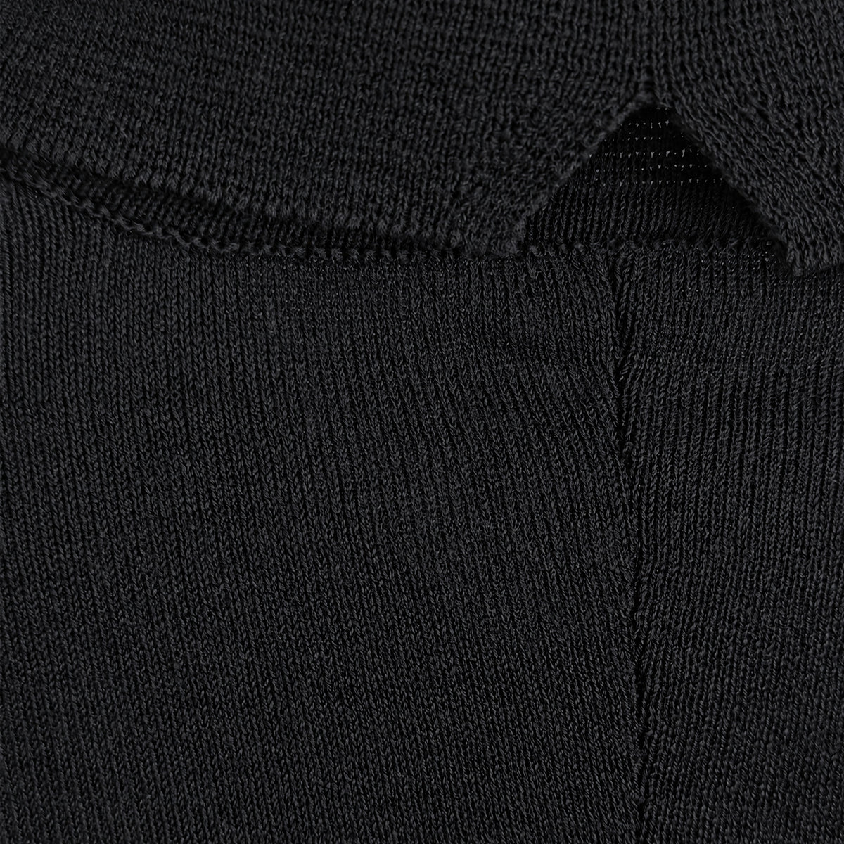 STANDISH. Gail Shirt in Carbon Black, close-up of the Organic Italian cotton knit collar #color_carbon black
