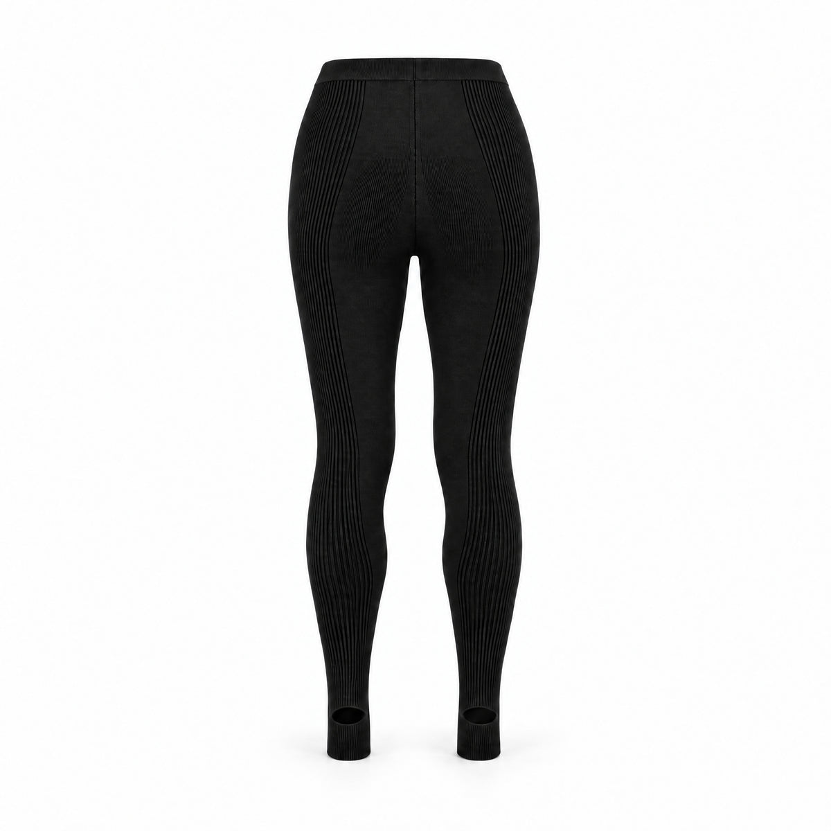 STANDISH. Jodi Tight in Carbon Black, a knit tight, back view #color_carbon black
