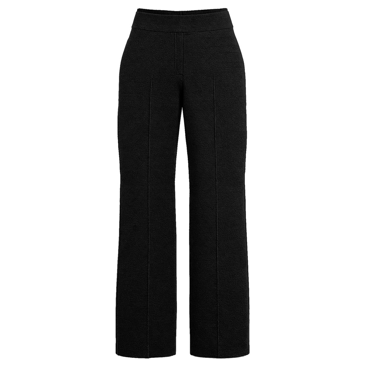 STANDISH. Lola Pant in Carbon Black, a knit pant, front view #color_carbon black
