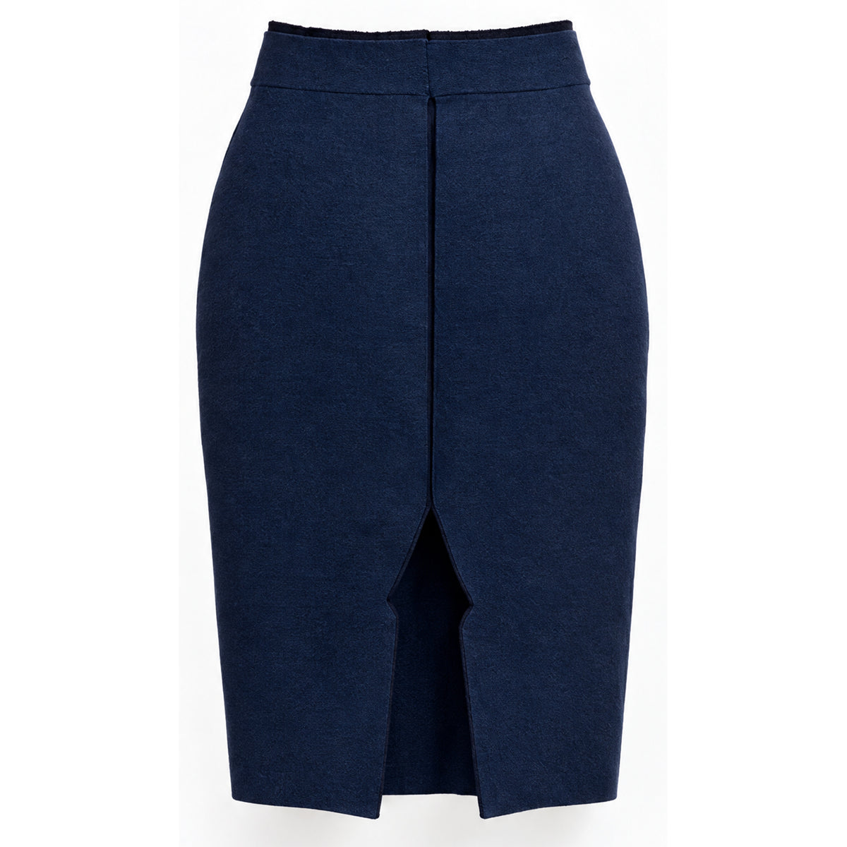 STANDISH. Mickey Skirt in Ink Navy, a knit skirt, back view #color_ink navy