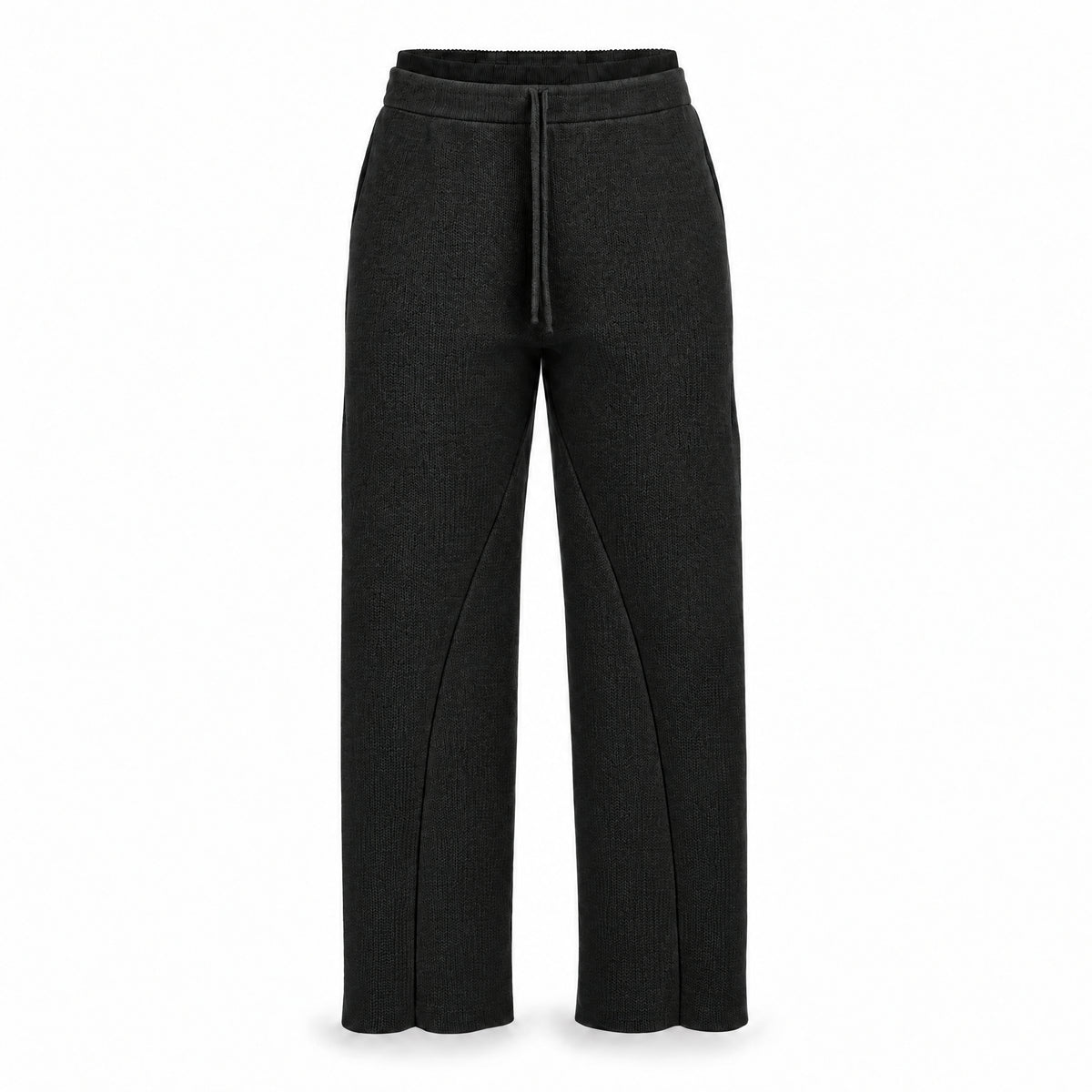 STANDISH. Suzy Track Pant in Carbon Black, a knit track pant, front view #color_carbon black