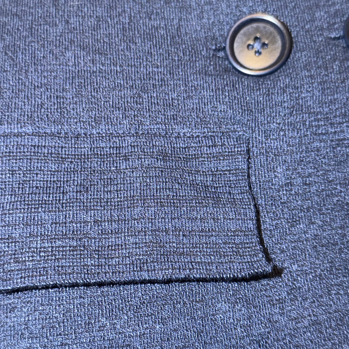 STANDISH. Dolores Blazer in Ink Navy, close-up of the Organic Italian linen knit #color_ink navy