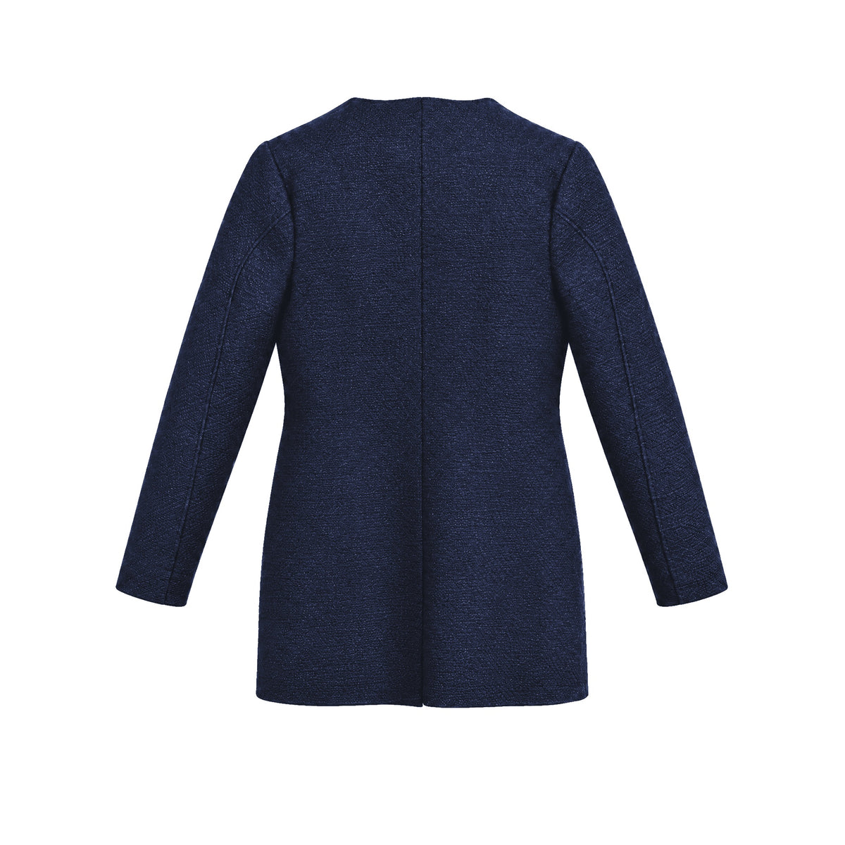 STANDISH. Dolores Blazer in Ink Navy, a knit blazer, back view #color_ink navy