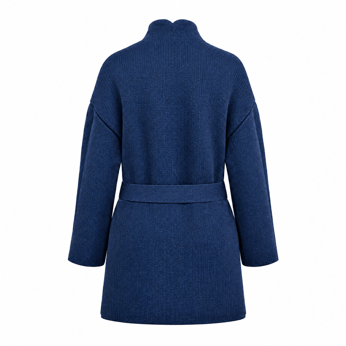 STANDISH. Jessica Coat in Ink Navy, a knit coat, back view #color_ink navy