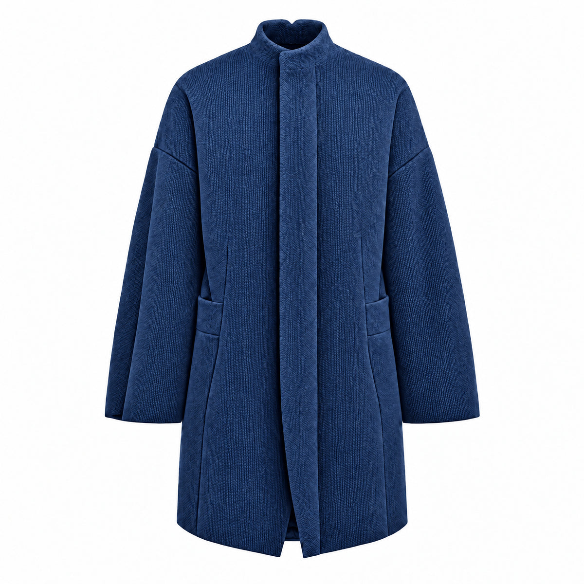 STANDISH. Jessica Coat in Ink Navy, a knit coat, front view #color_ink navy