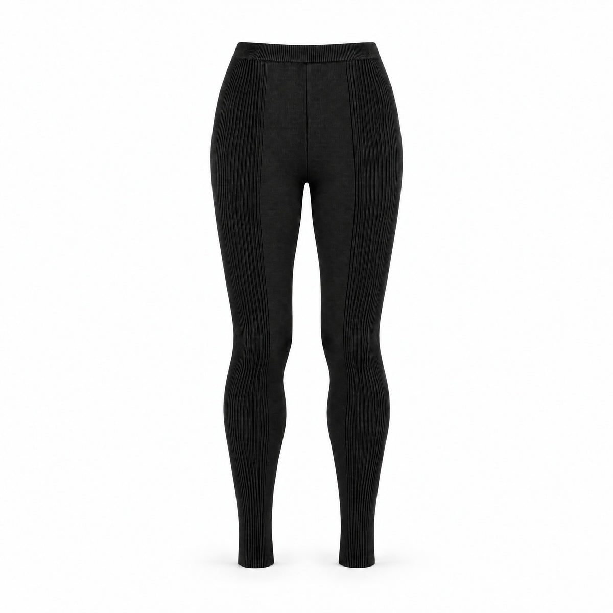 STANDISH. Jodi Tight in Carbon Black, a knit tight, front view #color_carbon black