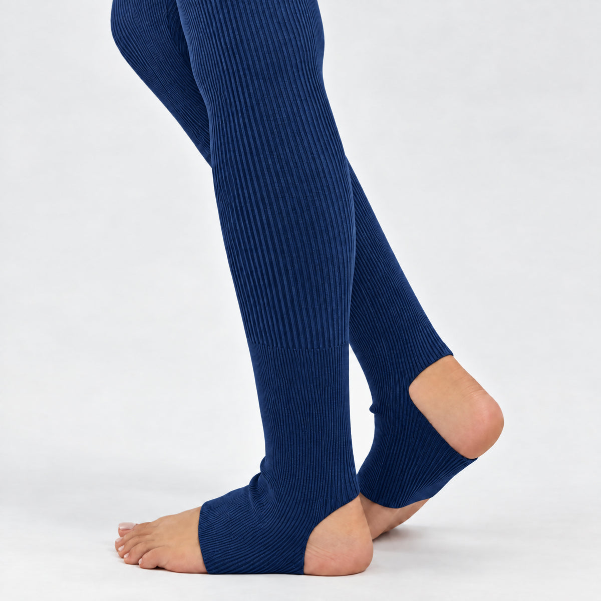 STANDISH. Jodi Tight in Ink Navy, close-up of the Organic Italian Supima cotton and mulberry silk knit feet #color_ink navy