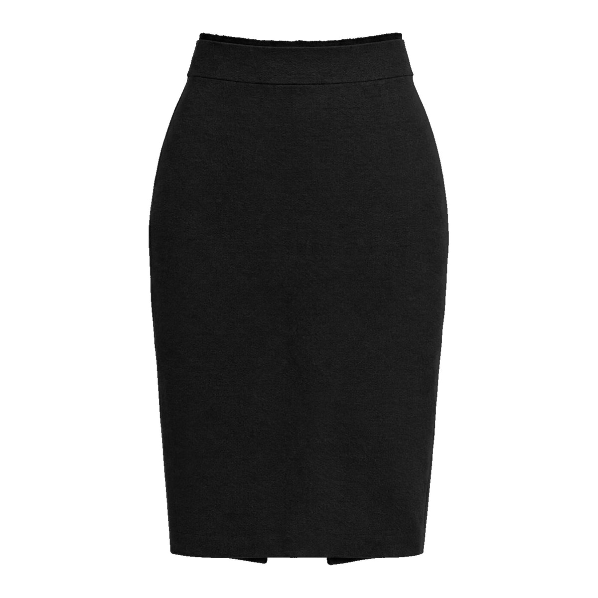STANDISH. Mickey Skirt in Carbon Black, a knit skirt, front view #color_carbon black