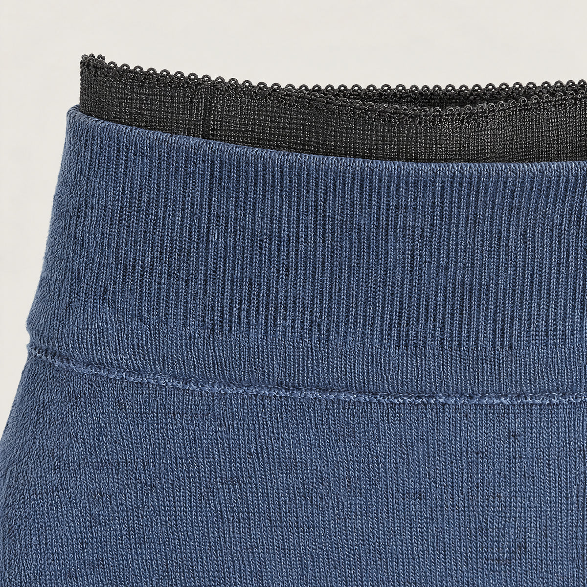 STANDISH. Mickey Skirt in Ink Navy, close-up of the Organic Italian linen knit #color_ink navy