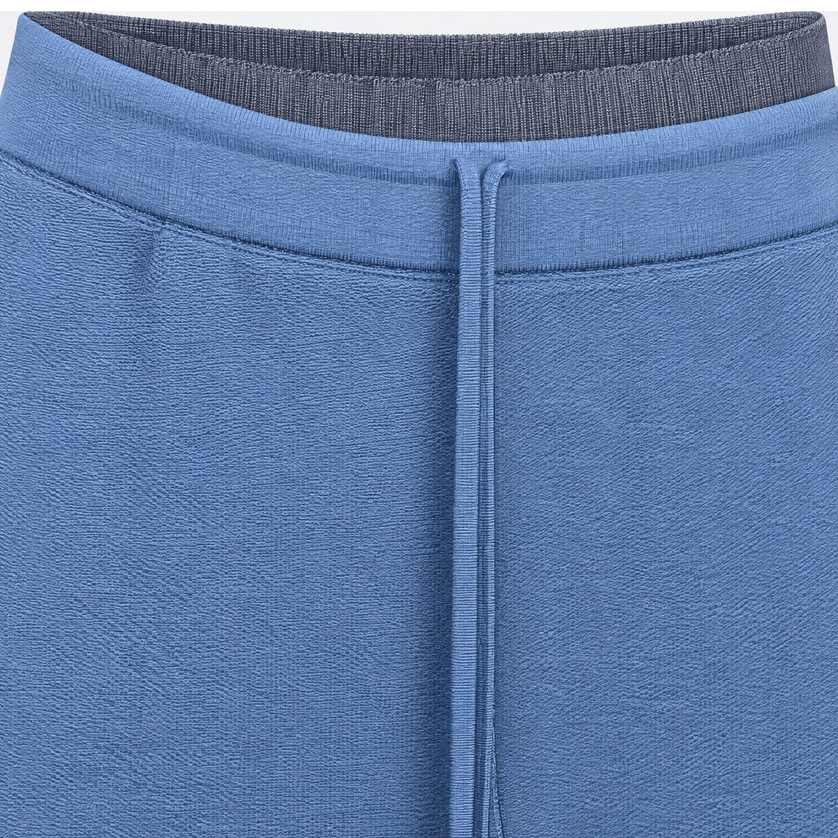 STANDISH. Suzy Track Pant in Ink Navy, close-up of the Organic Italian Supima cotton and mulberry silk knit drawcord #color_ink navy