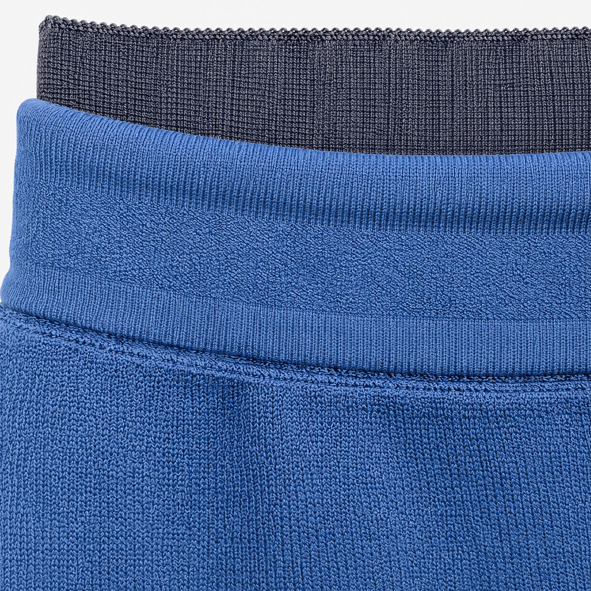 STANDISH. Suzy Track Pant in Ink Navy, close-up of the Organic Italian Supima cotton and mulberry silk knit #color_ink navy